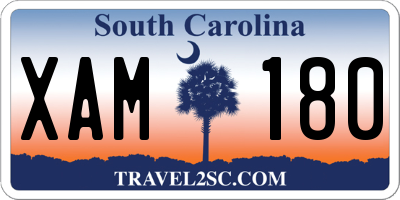 SC license plate XAM180