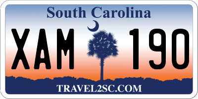 SC license plate XAM190