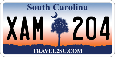 SC license plate XAM204