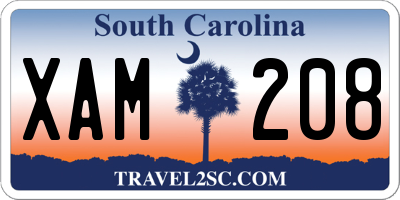 SC license plate XAM208