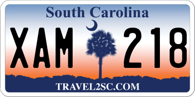 SC license plate XAM218