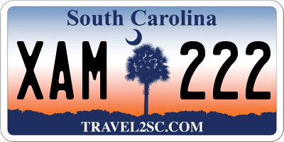 SC license plate XAM222