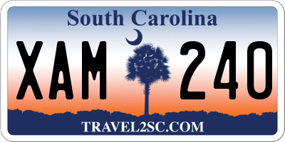 SC license plate XAM240