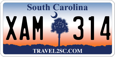 SC license plate XAM314