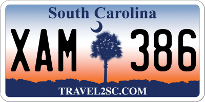 SC license plate XAM386