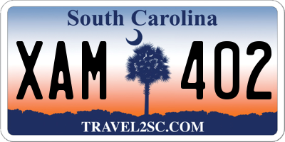 SC license plate XAM402