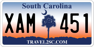 SC license plate XAM451