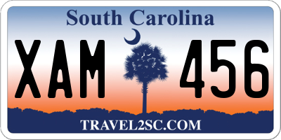 SC license plate XAM456