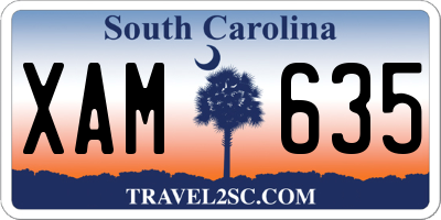 SC license plate XAM635