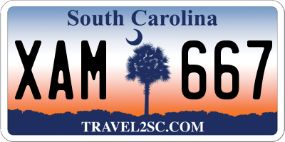 SC license plate XAM667