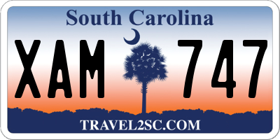 SC license plate XAM747