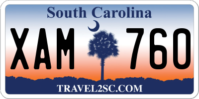 SC license plate XAM760