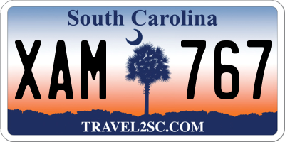 SC license plate XAM767