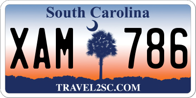 SC license plate XAM786