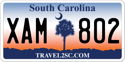 SC license plate XAM802