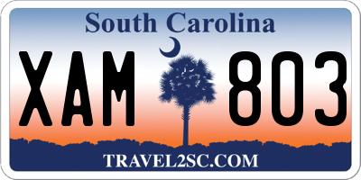 SC license plate XAM803
