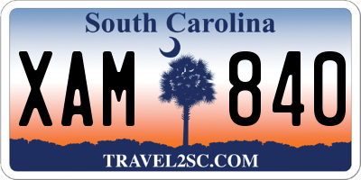 SC license plate XAM840