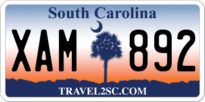 SC license plate XAM892