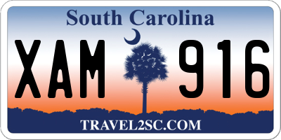 SC license plate XAM916