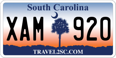SC license plate XAM920