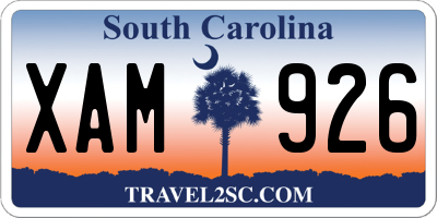 SC license plate XAM926