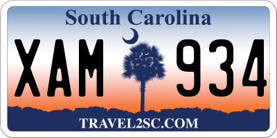 SC license plate XAM934
