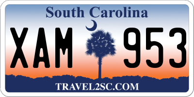 SC license plate XAM953