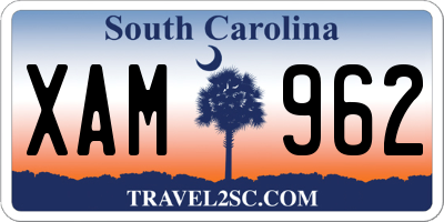 SC license plate XAM962
