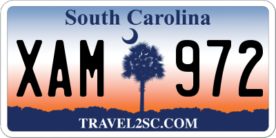 SC license plate XAM972