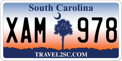 SC license plate XAM978