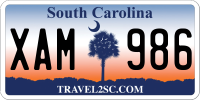 SC license plate XAM986