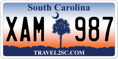 SC license plate XAM987