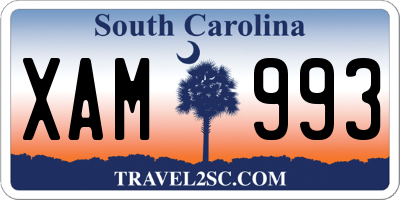 SC license plate XAM993