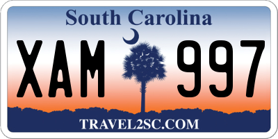SC license plate XAM997