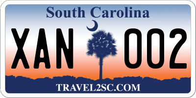 SC license plate XAN002