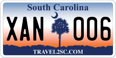 SC license plate XAN006