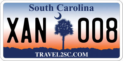SC license plate XAN008