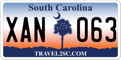 SC license plate XAN063