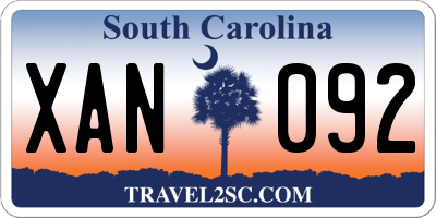SC license plate XAN092