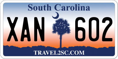 SC license plate XAN602