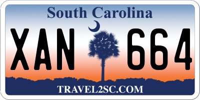 SC license plate XAN664