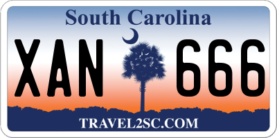 SC license plate XAN666