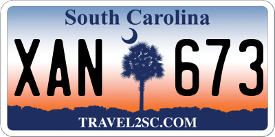 SC license plate XAN673