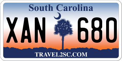 SC license plate XAN680