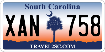 SC license plate XAN758