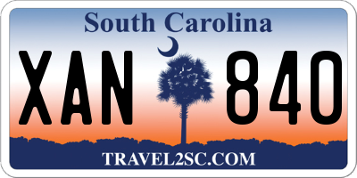 SC license plate XAN840