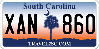 SC license plate XAN860