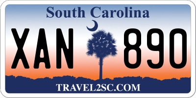 SC license plate XAN890