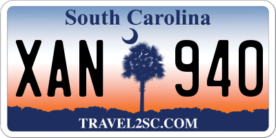 SC license plate XAN940