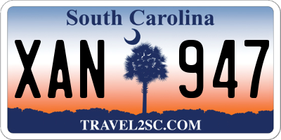 SC license plate XAN947